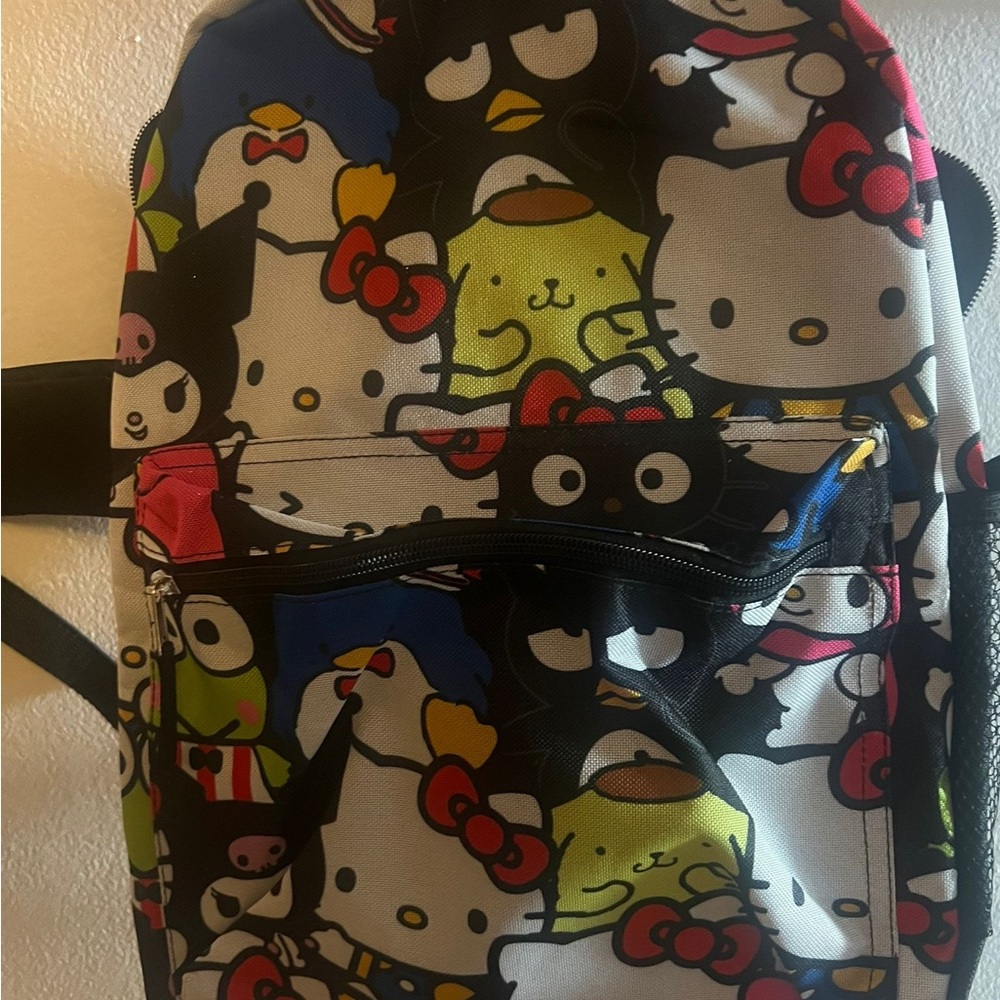 Hello Kitty Black Backpack with Colorful Print